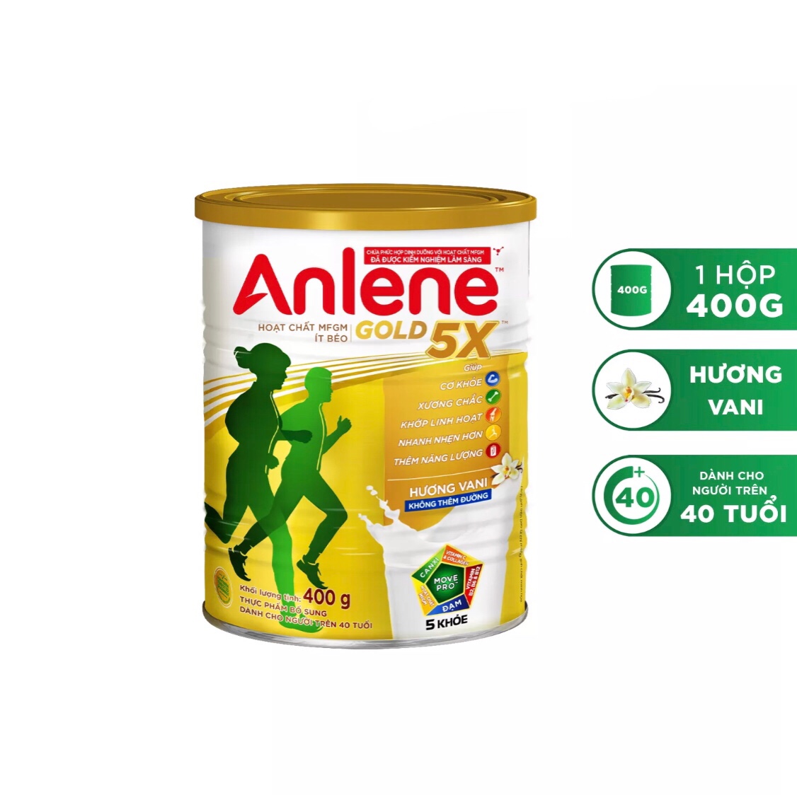 Sữa bột anlene gold 5x hương vani - lon 400g
