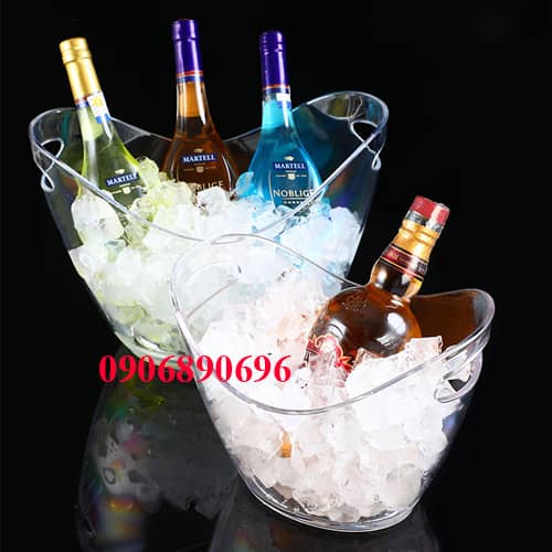 Xô đựng đá bằng nhựa trong suốt đựng sâm banh và chai bia