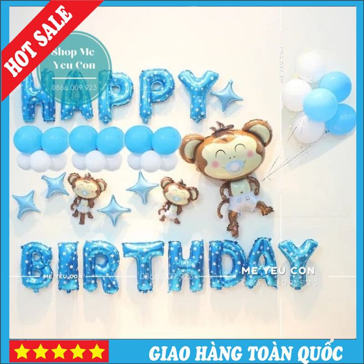 🌸FREEESHIP🌸 Set Trang Trí Sinh Nhật Bé Trai Tuổi Khỉ