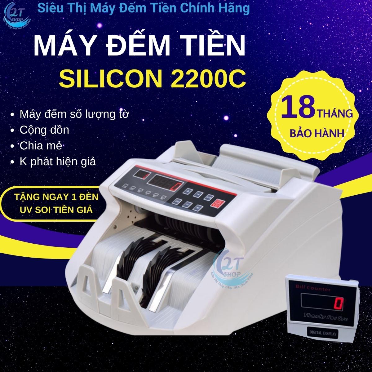 Máy đếm tiền Silicon MC 2200. Máy đếm tiền mini đếm cộng dồn chia mẻ nhanh máy đếm số lượng tờ chuẩn xác có màn hình rời kèm theo