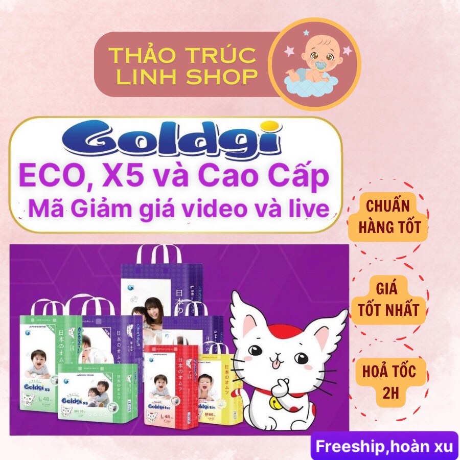   Mẫu mới -Tặng Quà   Bỉm dán quần Goldgi+   Goldgi X5   ECO Nhật size Nb92 S84 M66 M60 L56 L48 XL46 XL44 XXL34 
