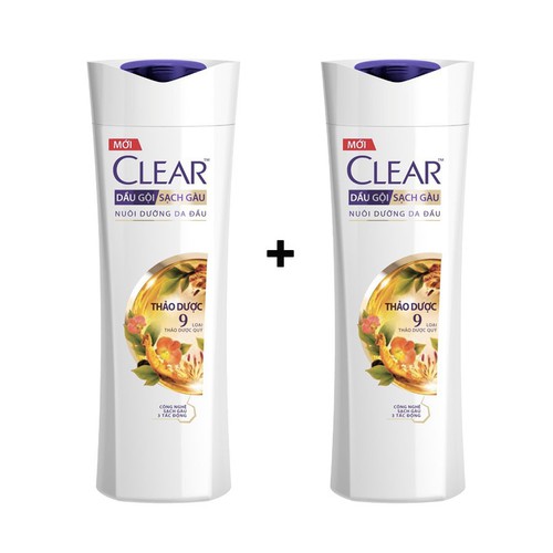 2 chai dầu gội sạch gàu nuôi dưỡng da đầu clear thảo dược chai 140g/chai