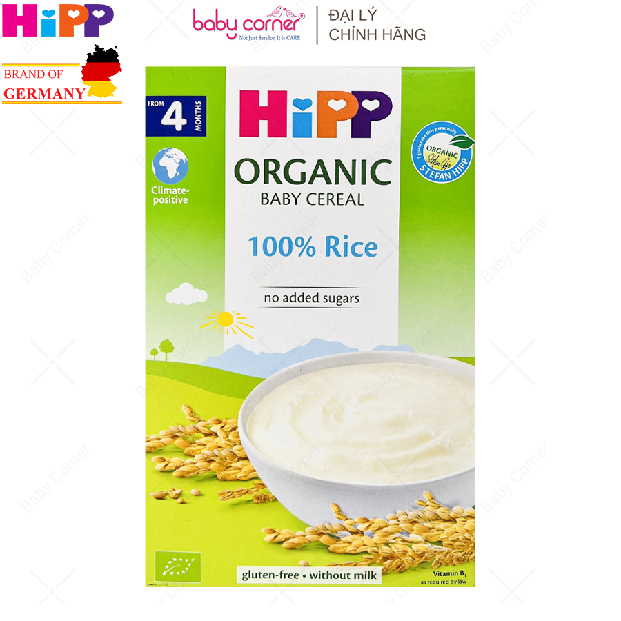 [HSD: 31/08/2025] Bột Ăn Dặm HiPP Organic Gạo Nhũ Nhi Không Chứa Sữa, 200g, Cho Bé 4M+