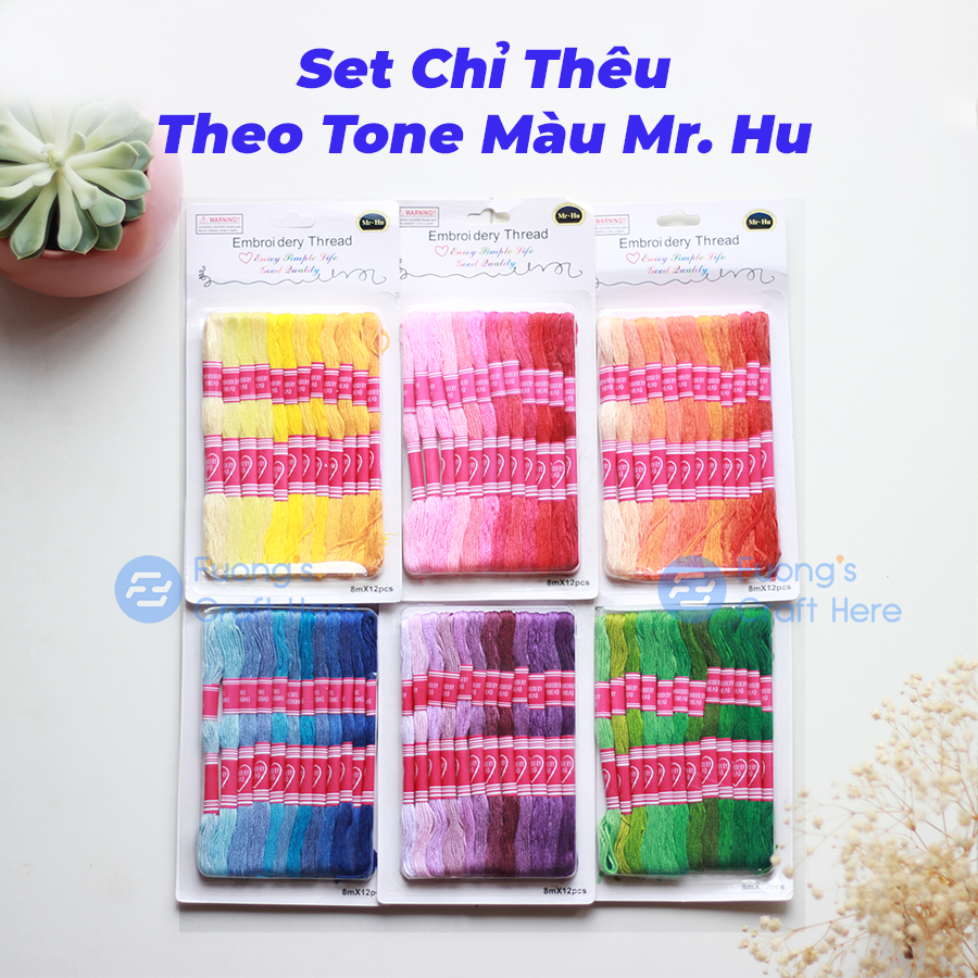 Set Chỉ Thêu Theo Tone Màu Mr. Hu Cao Cấp - High Quality Embroidery Floss by Color Tone Mr. Hu Brand