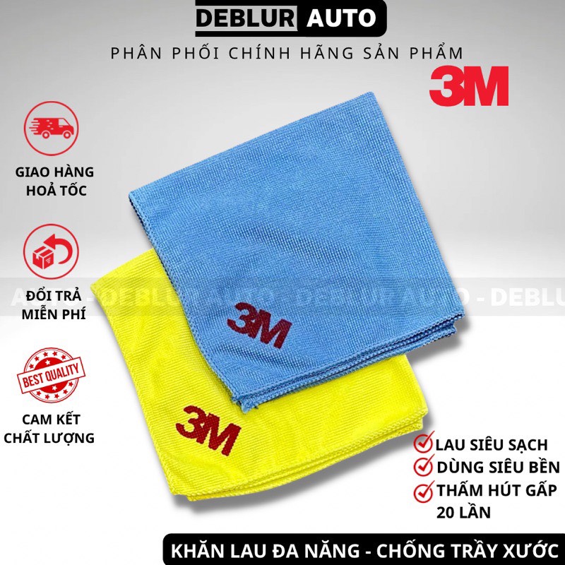 Khăn lau xe chuyên dụng Microfiber 3M SQ21, khăn lau ô tô, lau đa năng, dòng khăn cao cấp chống trầy xước, siêu thấm hút