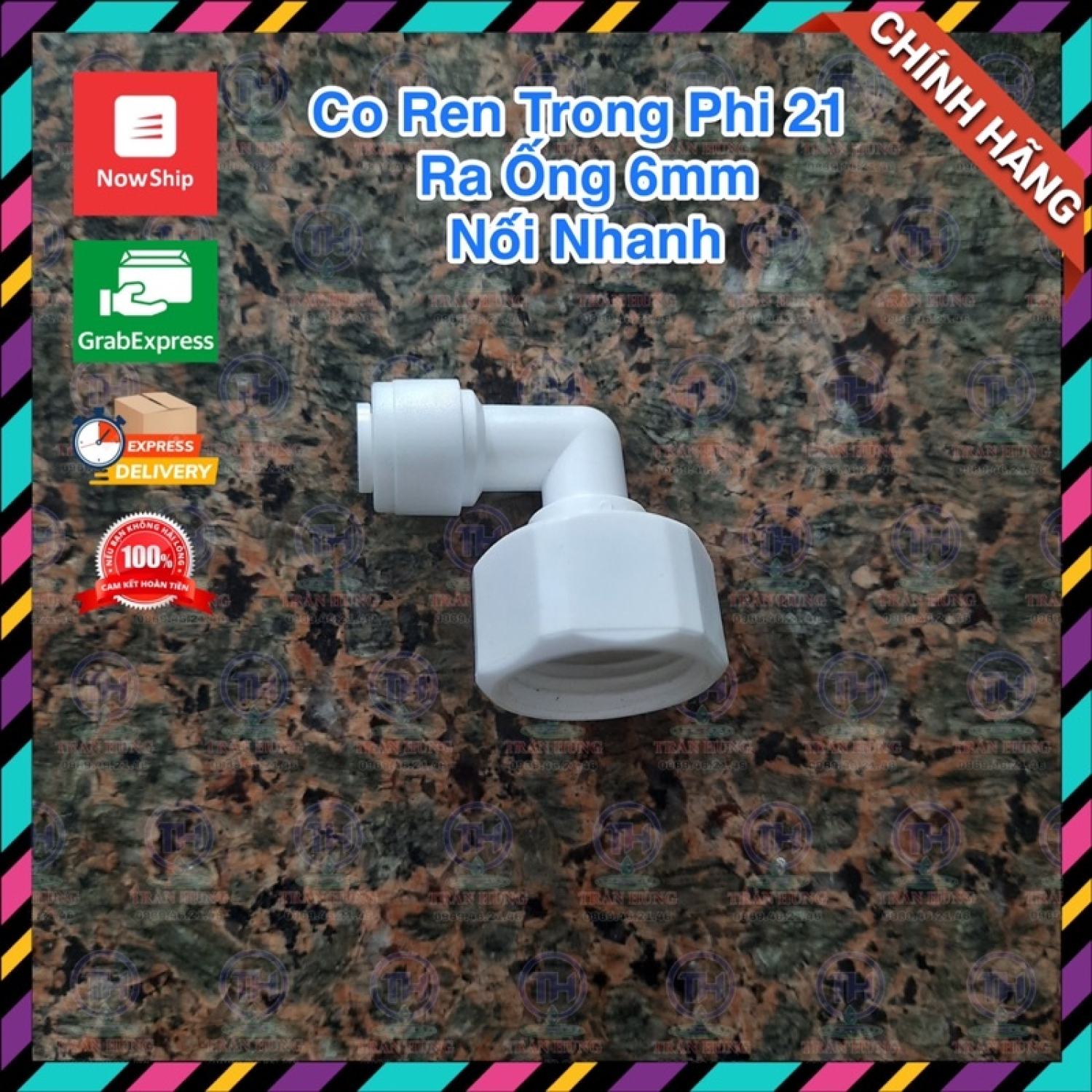 Co ren trong phi 21 ra ống 6mm nối nhanh - đầu chuyển phi 21 ra ống 6mm nối nhanh