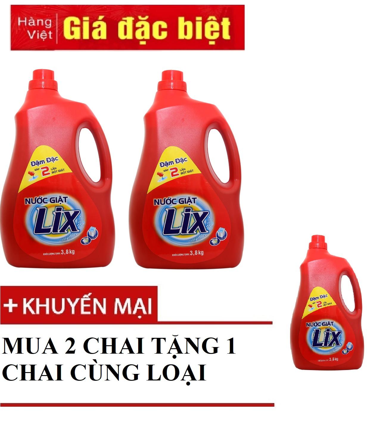 [2 TẶNG 1] COMBO 2 Nước giặt Lix Đậm đặc chai 3,8kg TẶNG 1 chai cùng loại Bách Hóa Giá Sỉ Tiến Dũng