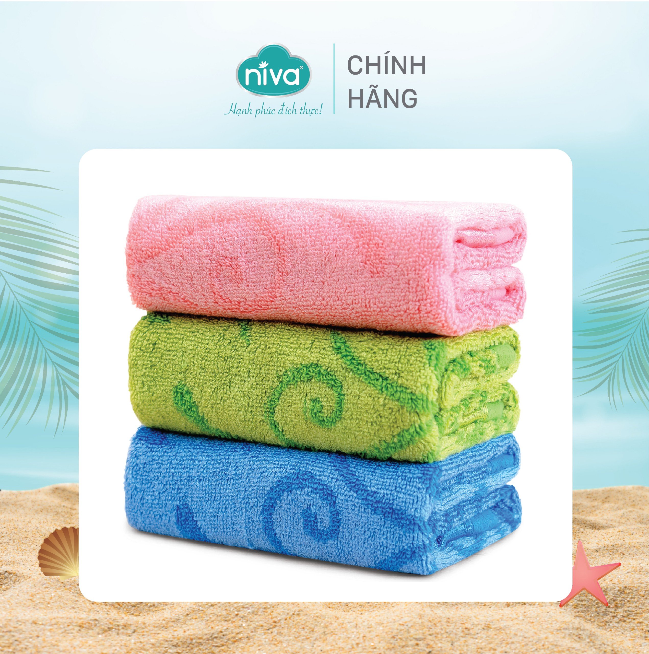[Combo 2] Khăn Mặt Sợi Tre Pha Cotton Tự Nhiên Niva WJ2 Mềm Mịn Thấm Nước An Toàn Cho Da Họa Tiết Hoa Văn Kích Thước 280x480 mm