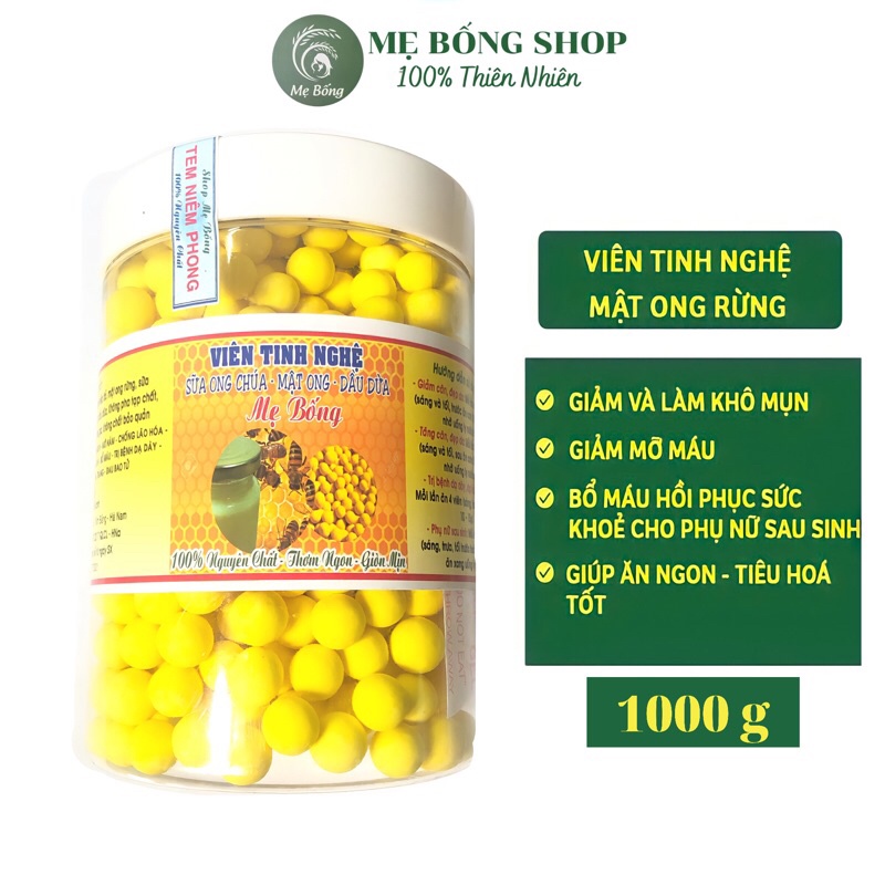 Viên tinh bột nghệ mật ong, sữa ong chúa, dầu dừa Mẹ Bống_1kg