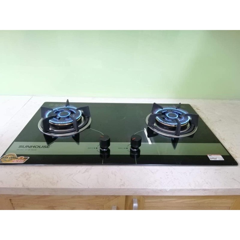 Bếp gas âm Sunhouse SHB8836 Hàng trưng bày + Tặng dây gas- đánh lửa IC -Cảm ứng ngắt gas-Kiểu dáng sang trọng với mặt kính cao cấp