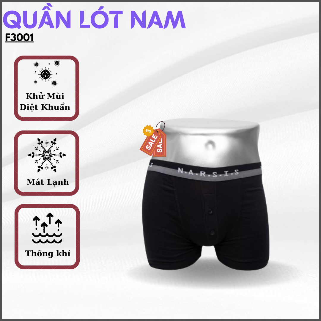 Quần lót nam đùi narsis f3001 màu đen
