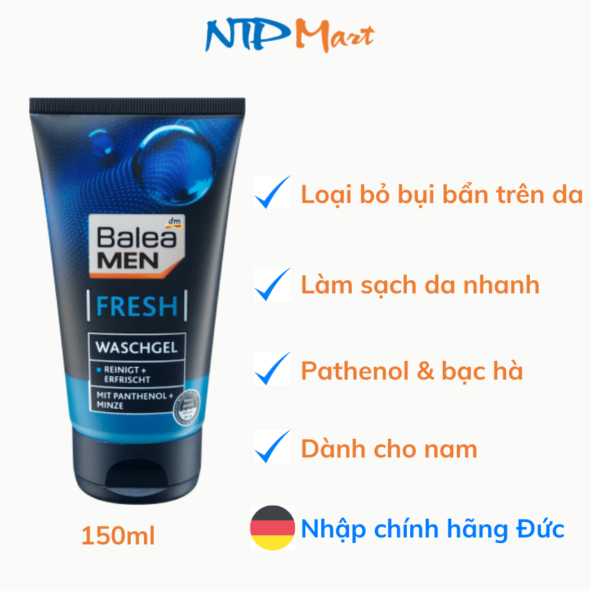 Sữa rửa mặt dạng gel cho nam Balea Men dung tích 150ml nhập từ Đức