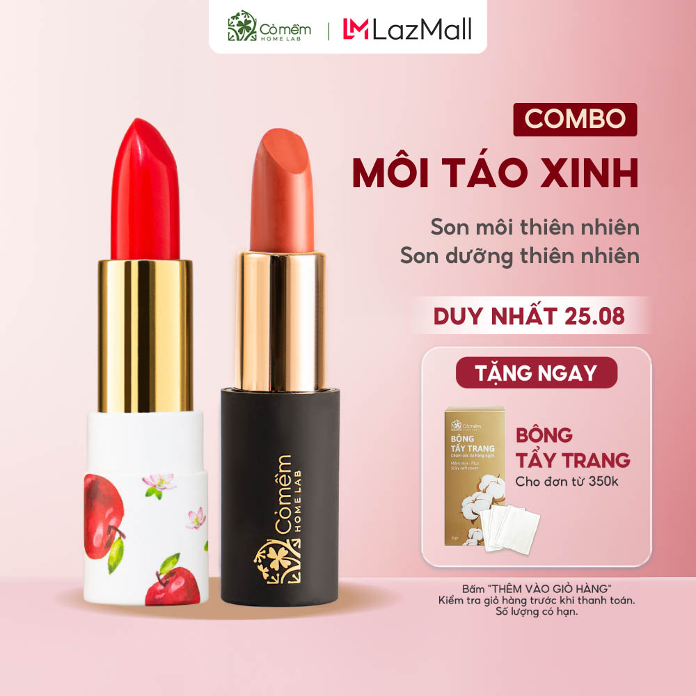 Combo son môi táo xinh dưỡng môi cỏ mềm