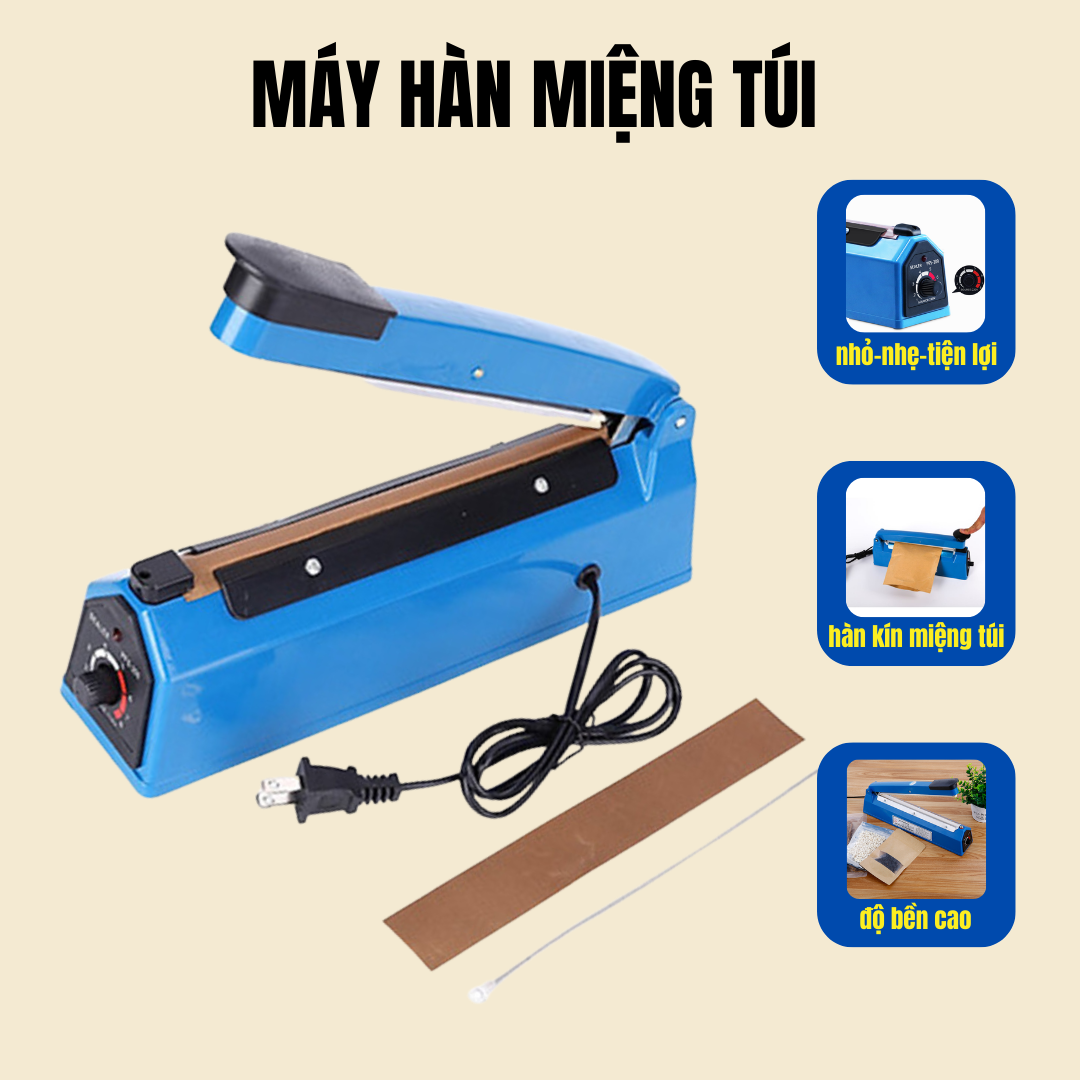 Máy hàn miệng túi ni lông dập tay 20cm, 30cm, 40cm PFS300 tặng kèm 1 thanh dây hàn nhiệt, máy hàn nhiệt miệng túi đóng gói hàng hóa