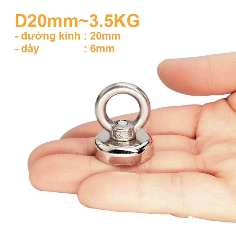Nam châm móc treo giữ đồ d20mm lực hút 3,5kg