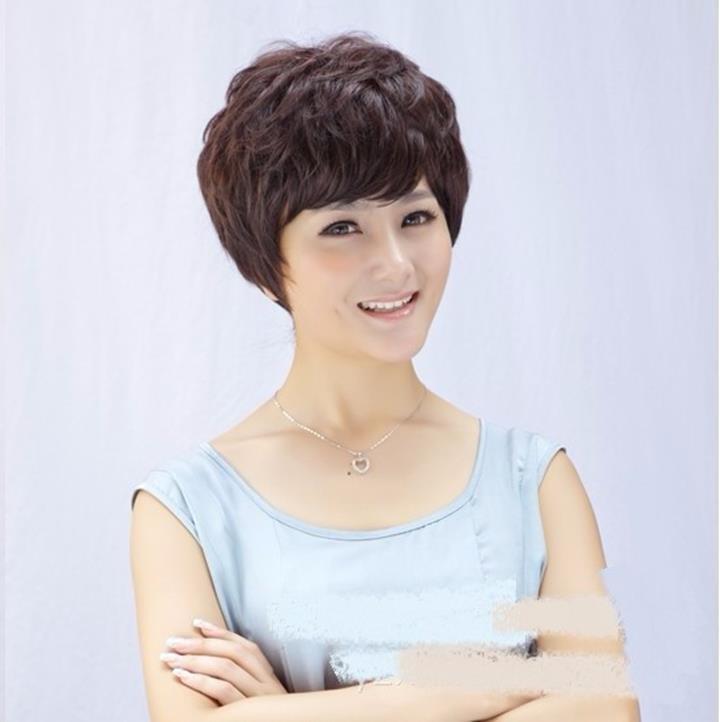 Tóc giả trung niên nữ nâu hạt dẻ kèm lưới - ADDTG32