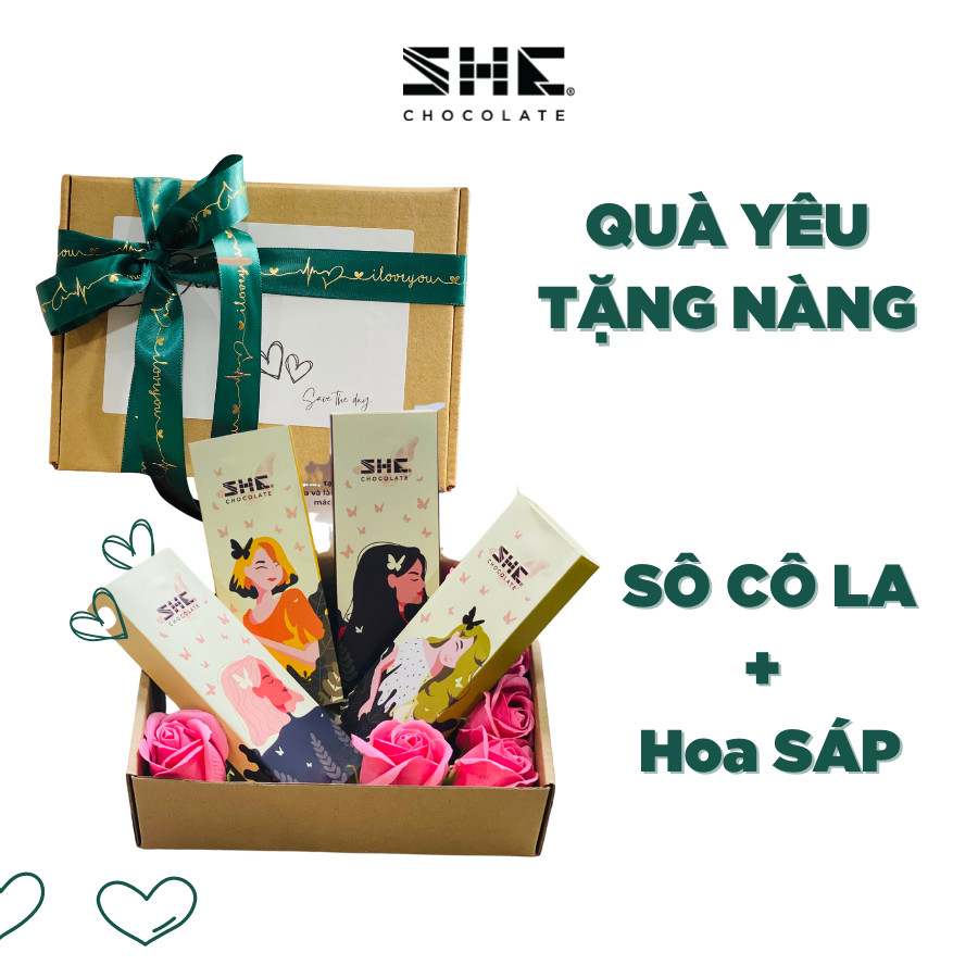 Quà yêu tặng nàng she chocolate. socola, hoa sáp, thiệp love quà tặng người yêu, ngày 20/10, ngày 8/3, ngày noel