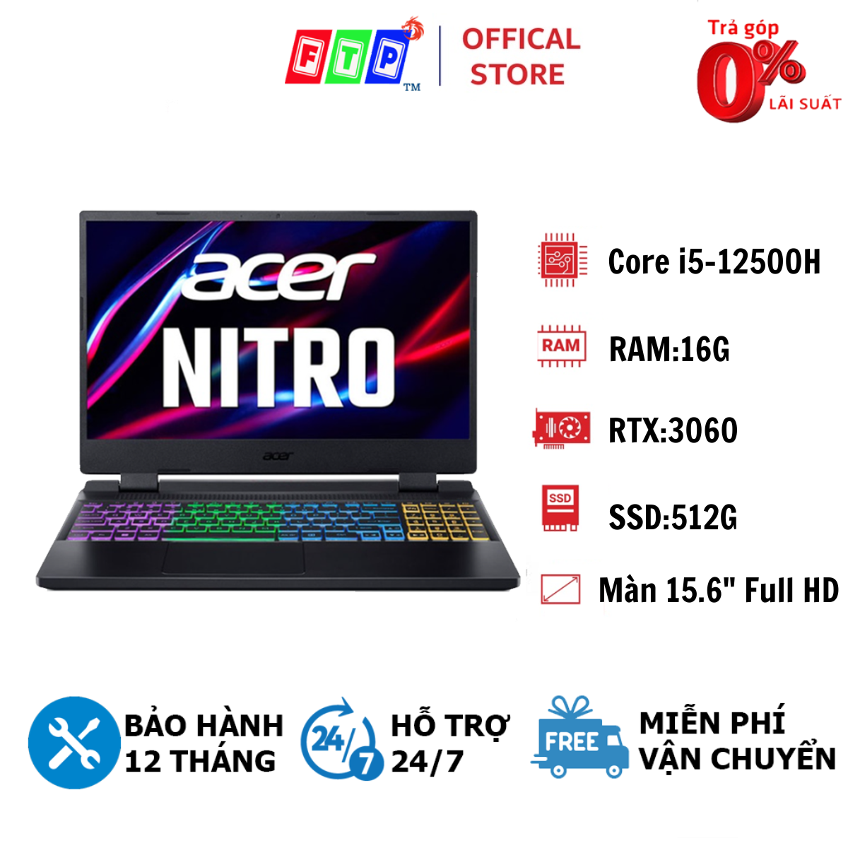 Laptop, Laptop gaming, Laptop chơi game, Laptop giá rẻ, Laptop chính hãng ACER  Nitro 5 AN515-58 ,Ni