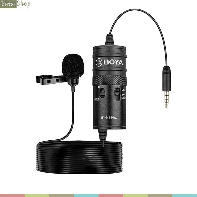 Boya by-m1 pro - micro cho máy quay, máy ảnh dslr, điện thoại di động, dây dài 6m, hướng thu omnidirectional.