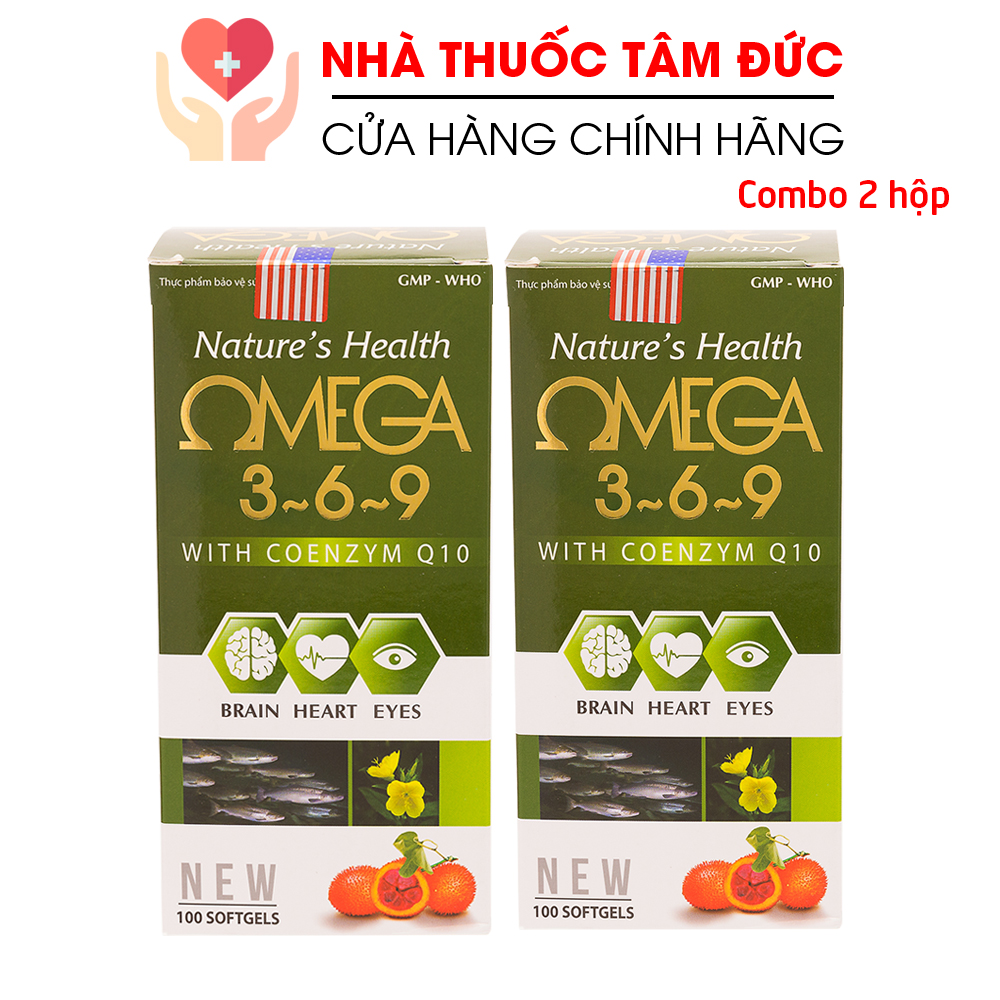 Combo 2 hộp Viên uống dầu cá Omega 369, Dầu gấc, hoa anh thảo bổ não, sáng mắt, khỏe mạnh tim mạch - Hộp 100 viên