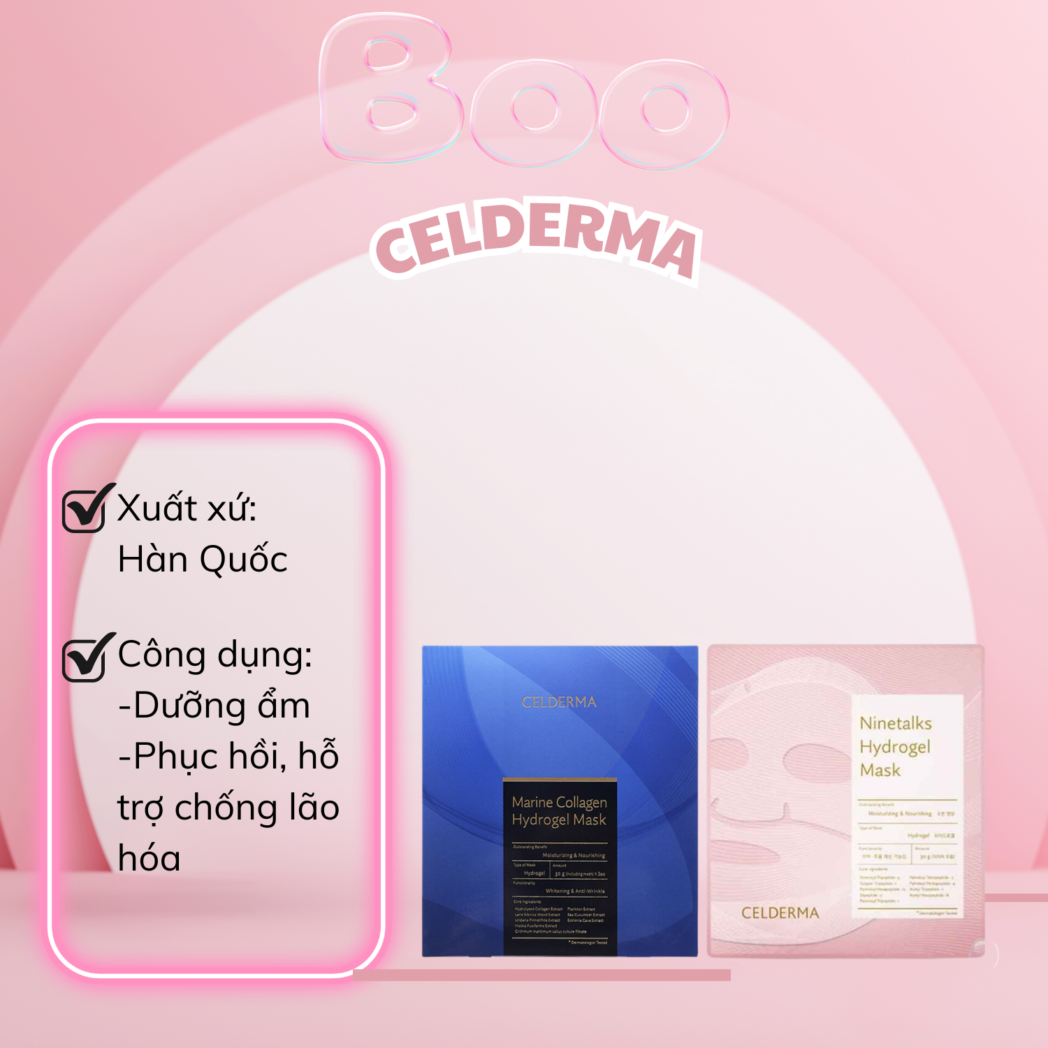 Mặt nạ thạch hồng Celderma ninetalks hydro mask