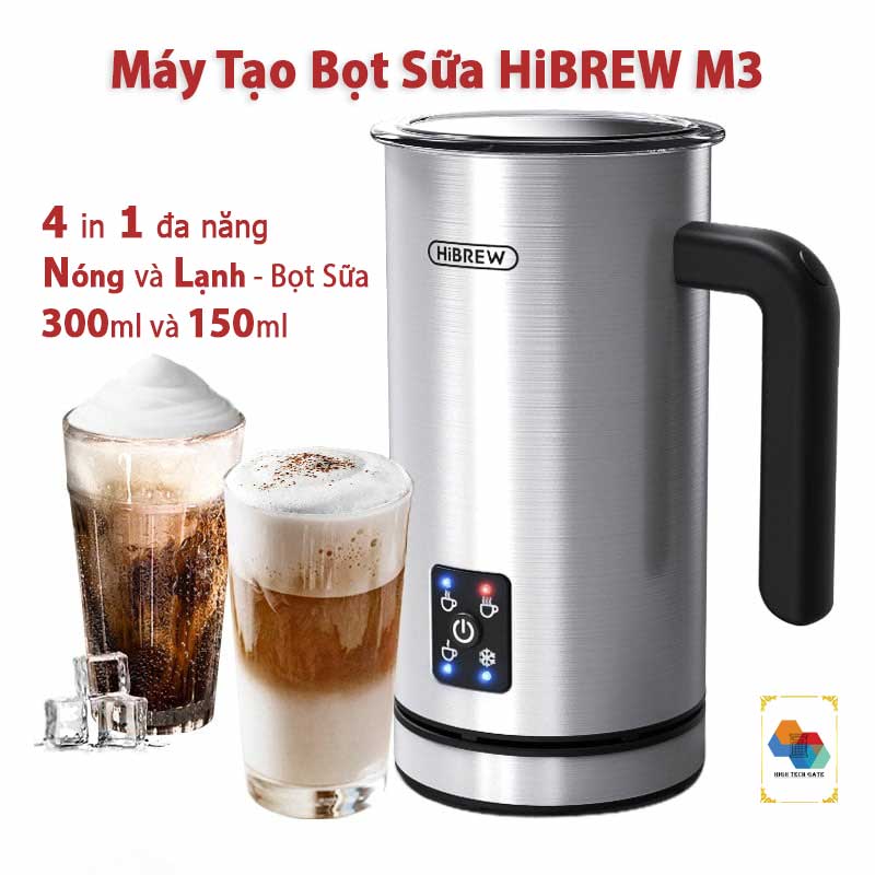Máy đánh bọt sữa tự động 4 in 1 HiBREW M3, socola sữa, cả nóng và lạnh hoặc ngũ cốc đa năng, 90 giây hoạt động đánh bọt tiện lợi, siêu bền bỉ, hàng chính hãng
