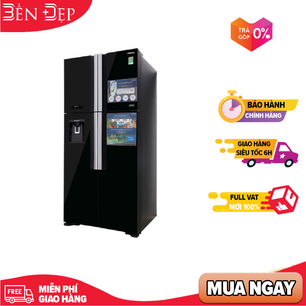Tủ lạnh hitachi 4 cánh màu đen r-fw690pgv7