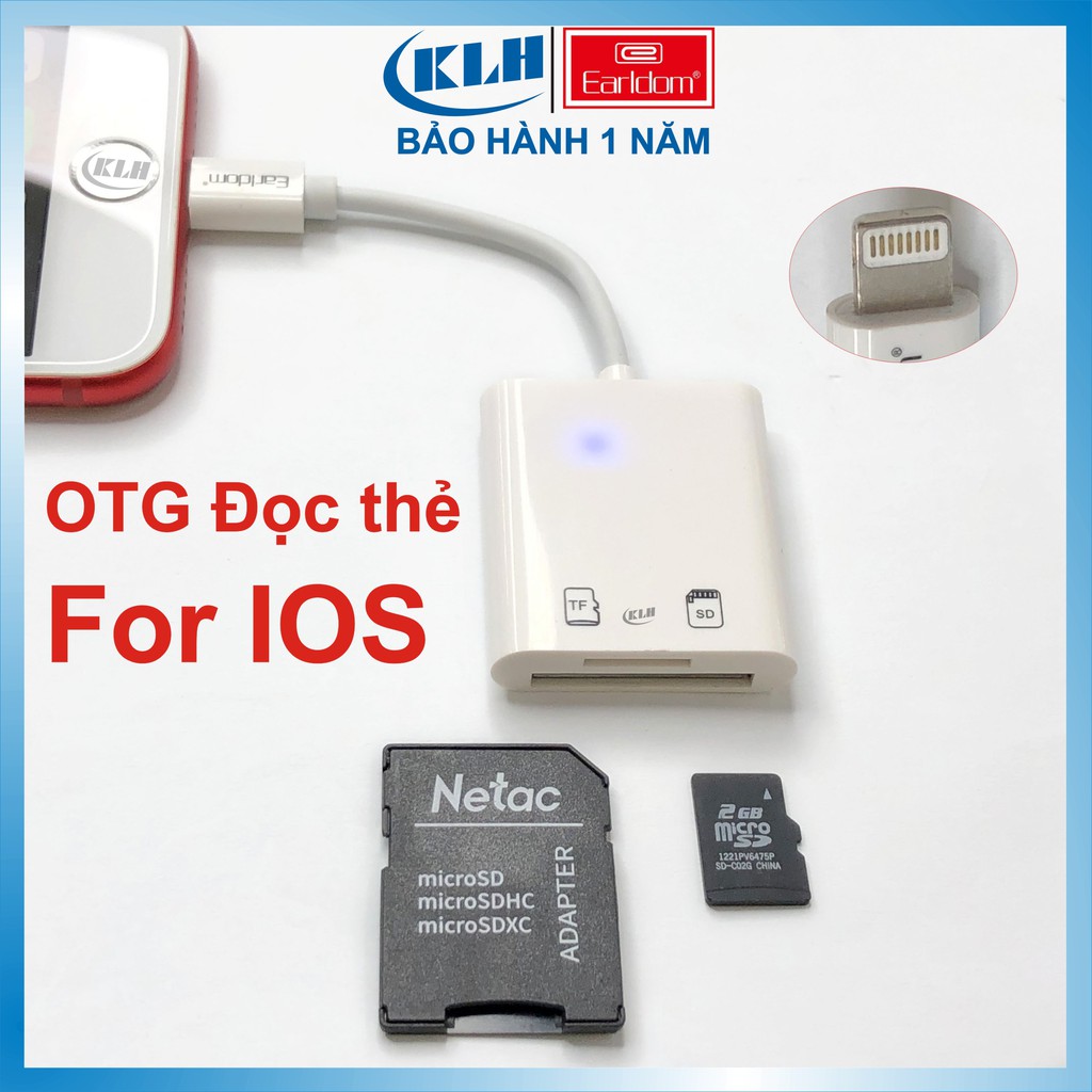 Otg đọc thẻ nhớ cho iphone ipad đầu đọc thẻ chân lightning cắm là nhận earldom ot47 klh, cam kết hàng đúng mô tả, chất lượng đảm bảo an toàn đến sức khỏe người sử dụng