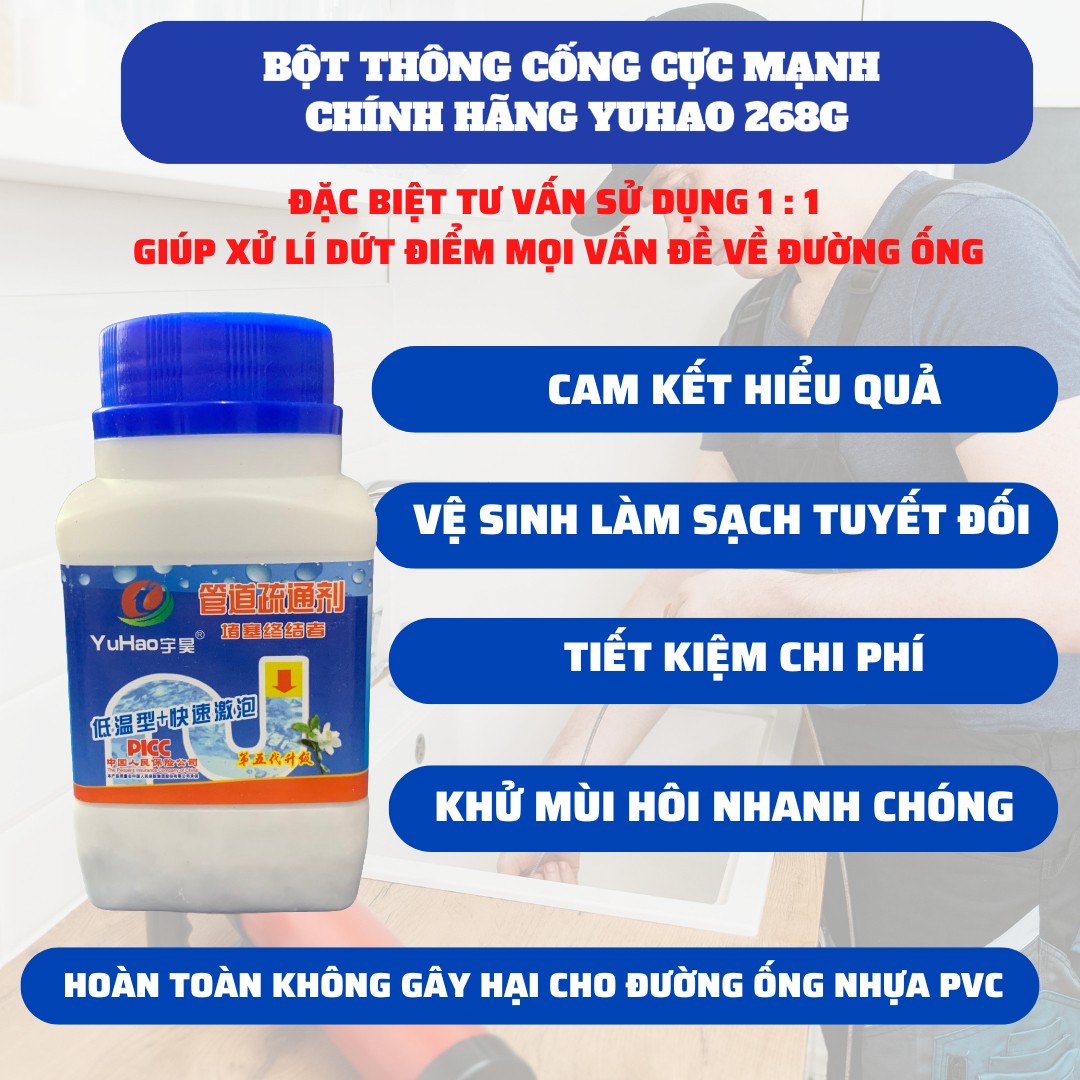  Bột Thông Cống ,Thông Bồn Cầu,Lavabo,Bồn Rửa Chén Cực Mạnh YUHAO Thần Thánh Thế Hệ Mới 