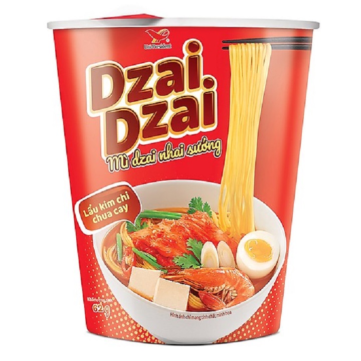 Thùng mì ly Dzai Dzai thơm ngon vị Lẩu kim chi chua cay 24 ly