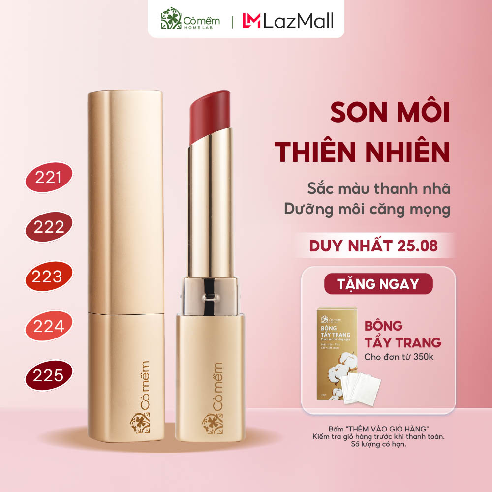 Son môi Nhã lì mượt bền màu an toàn từ thiên nhiên Cỏ Mềm 3,4g