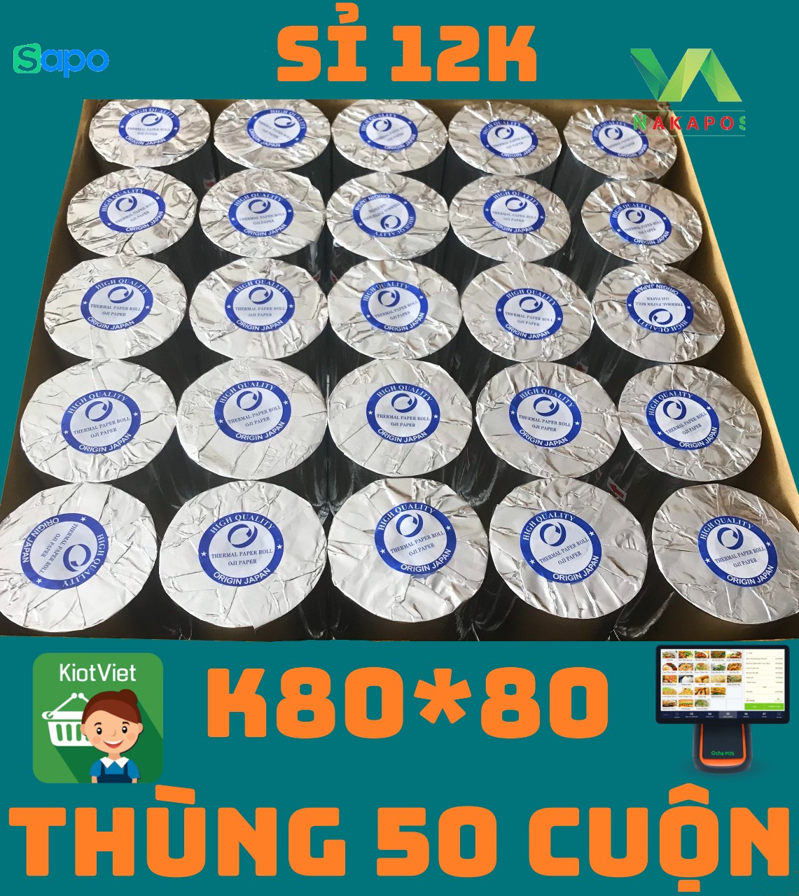 [ THÙNG GIẤY IN HOÁ ĐƠN ] Giấy In Bill Máy Ocha K80x80 - Giấy In Đơn Hàng K80*80 Giấy In Nhiệt K80 Giấy Nhiệt 80x80 In Đơn Livestream 80*80 Giấy Chốt Đơn Bán Hàng Online