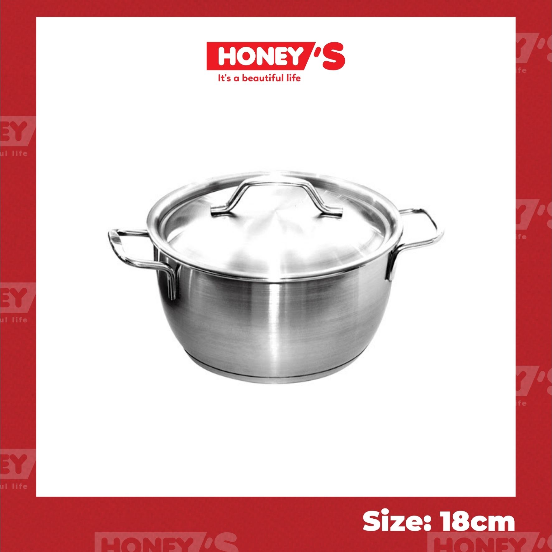 [Nhập Code: LAZSOCIAL0850K][CHÍNH HÃNG] Nồi Inox 3 Đáy cao cấp Honey's HO-1P02S31801, dày, bền, đẹp size 18 cm (dùng được bếp từ)-Bảo hành 10 năm