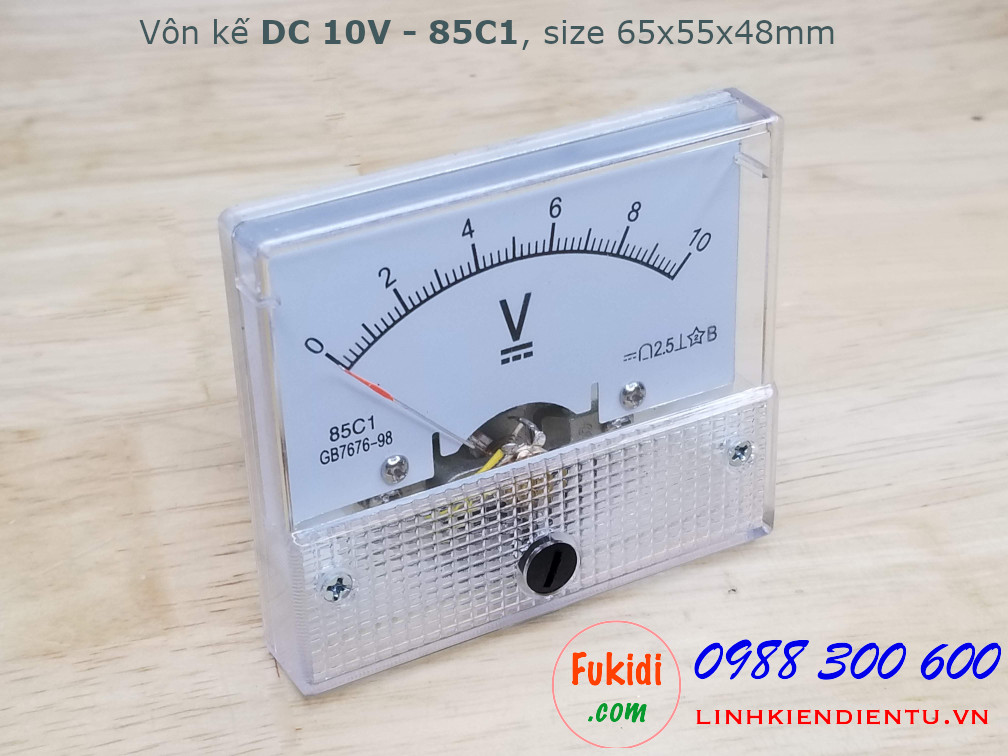 Vôn kế DC 85C1 chỉ thị bằng kim, tầm đo 5VDC đến 50VDC, kích thước 65x55x48mm