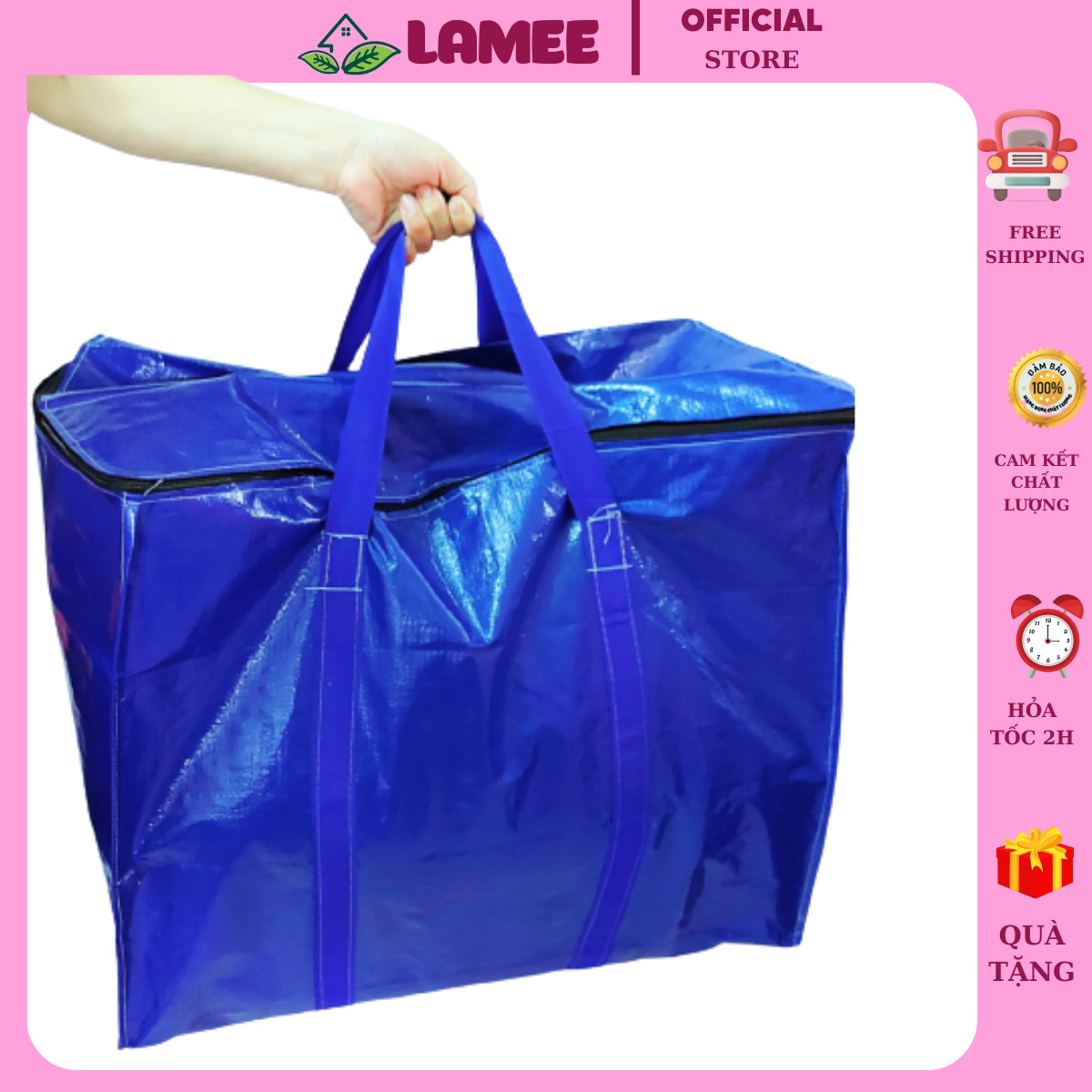 Túi bạt đựng đồ , giỏ đựng đồ có dây kéo đựng quần áo, đồ đạc chống thấm nước sức chứa lớn nhiều size