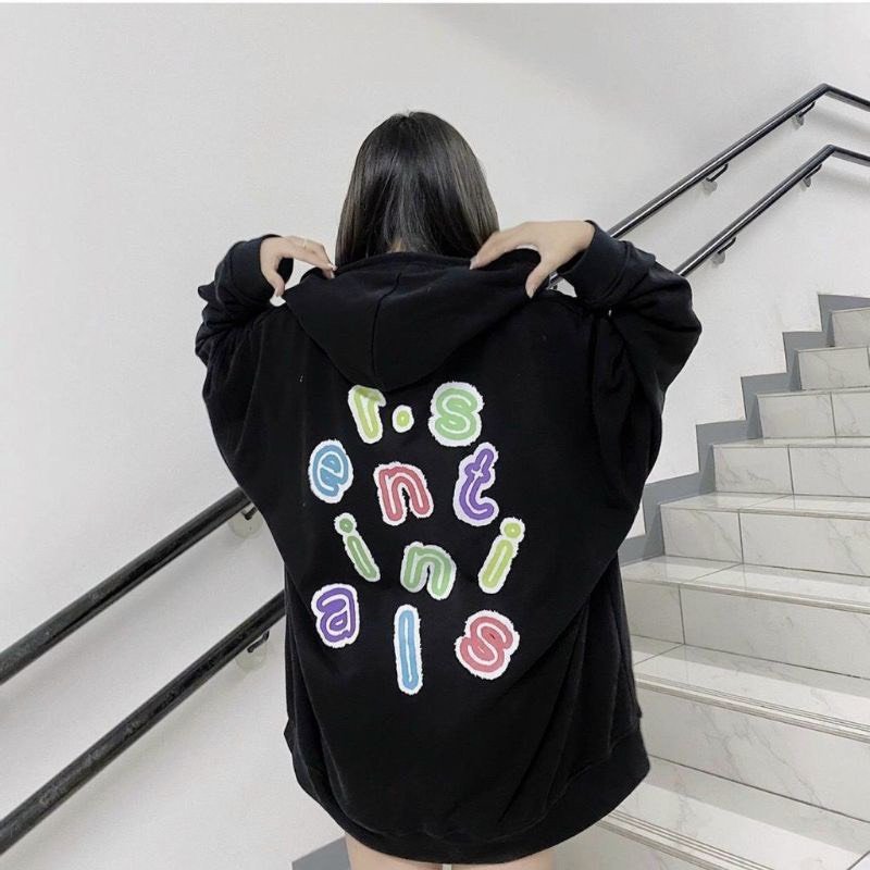Áo khoác nỉ chống nắng - áo khoác hoodie - thiết kế họa tiếtchữ in 3d form rộng cá tính