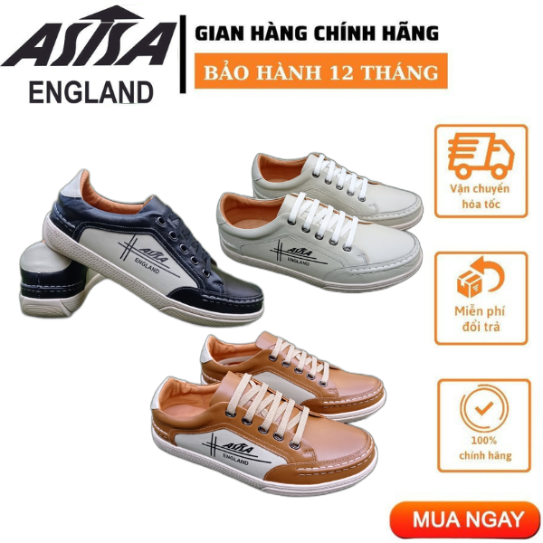 Giày nam, giày thể thao, da bò cao cấp, thương hiệu ASISA 8298 màu bò, kem, đen