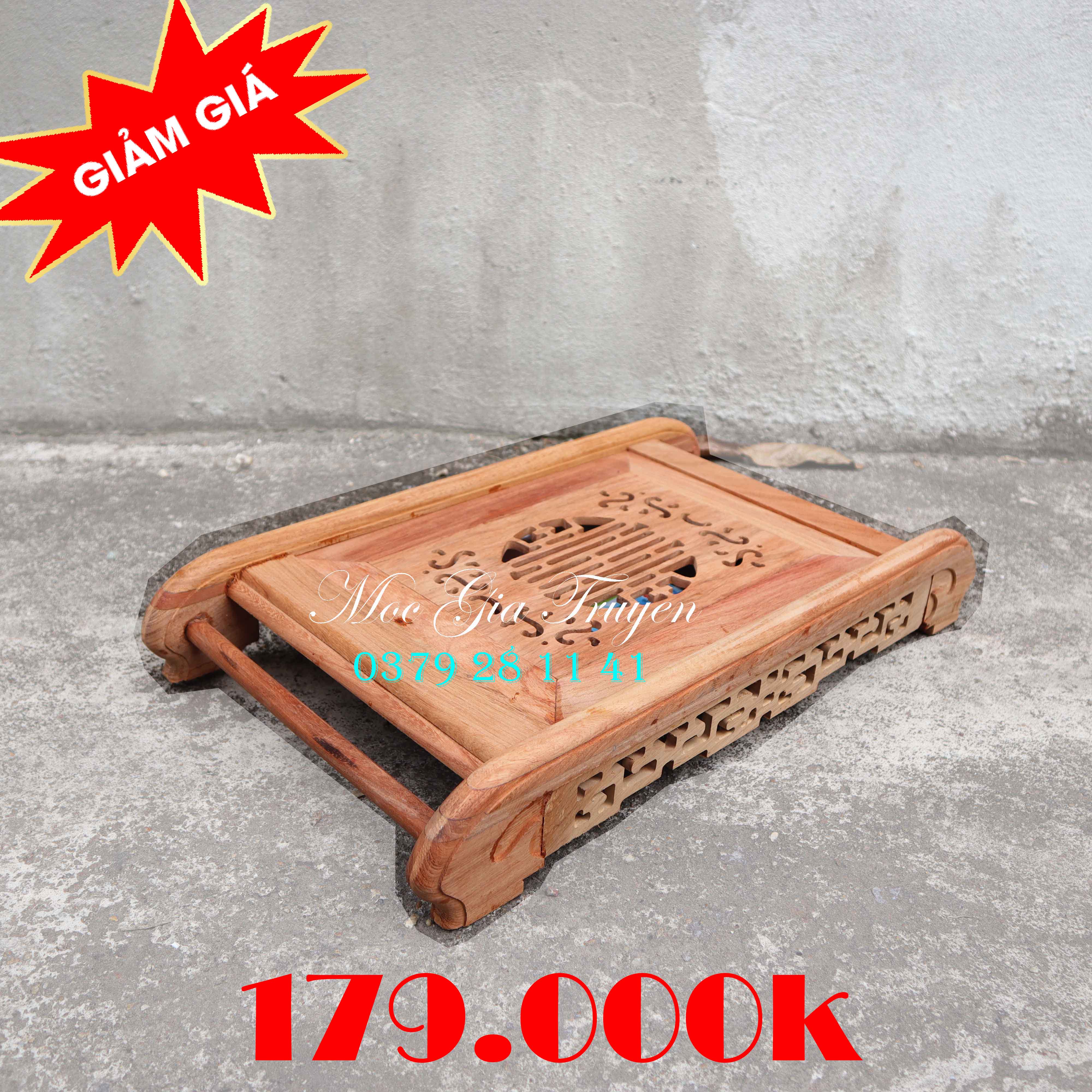Khay trà phòng khách,Bàn trà cafe gỗ hương 2 cỡ khay