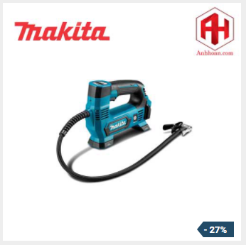 Máy bơm hơi Makita dùng pin 12V MP100DZ thiết kế tiện dụng giúp cất giữ vòi bơm và bộ điều hợp van ngay trên thân máy