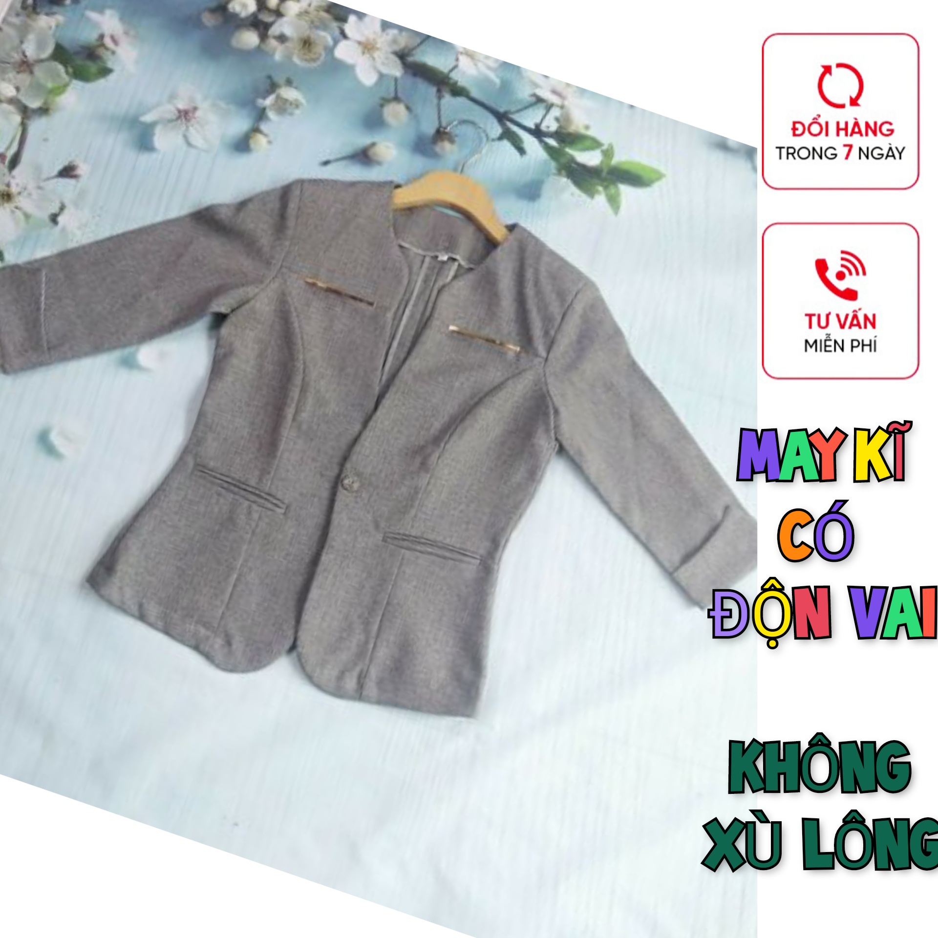 ÁO VEST CÔNG SỞ NỮ MÀU XÁM TAY LỠ VẢI  BỐ FORM ÔM  ĐẸP CAO CẤP