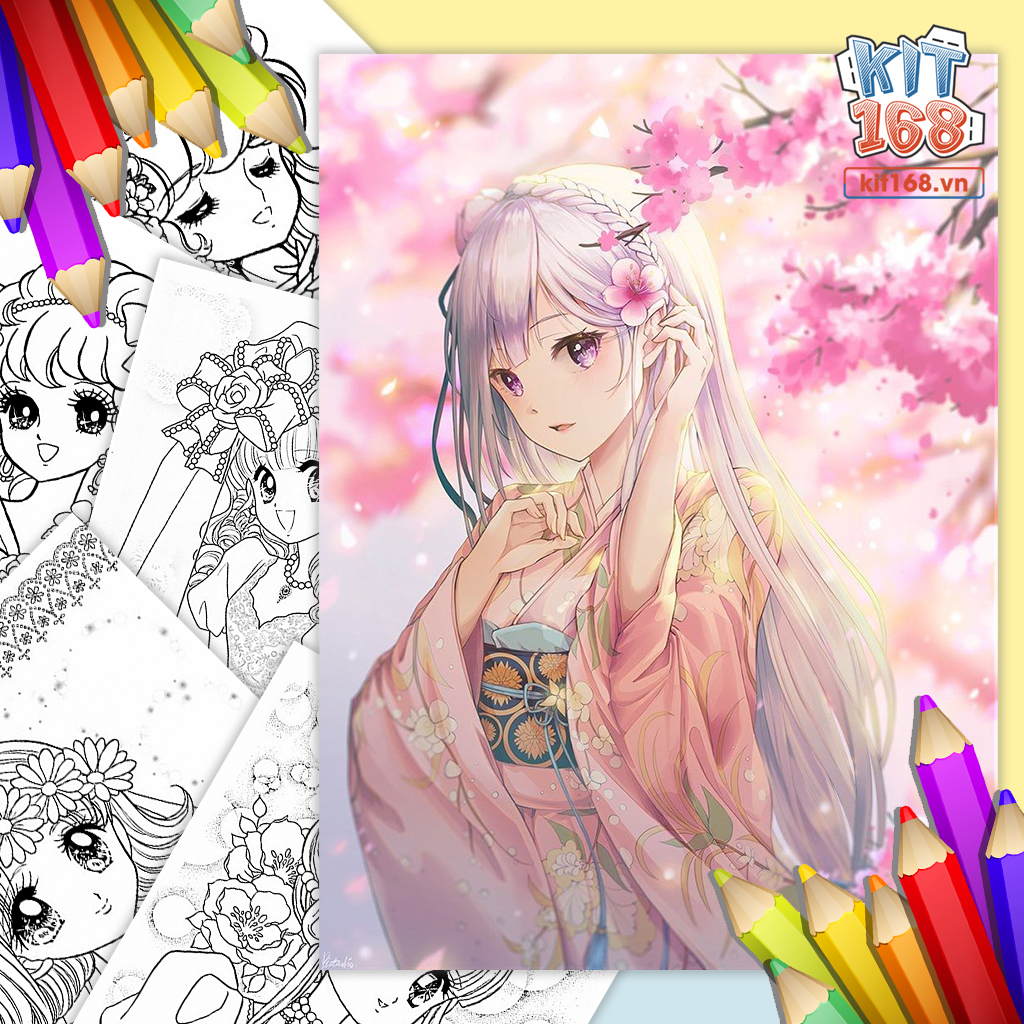 Bé vẽ nhân vật anime yêu thích qua tranh tô màu công chúa