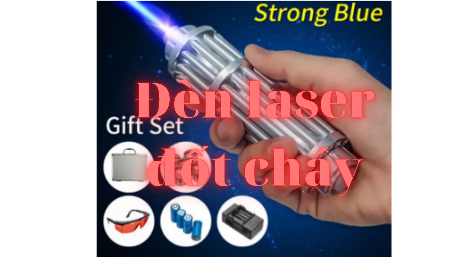 Đèn laser Công Suất lớn, Đốt cháy được siêu mạnh, chiếc cực xa, tia sáng lơn, dùng đi biển