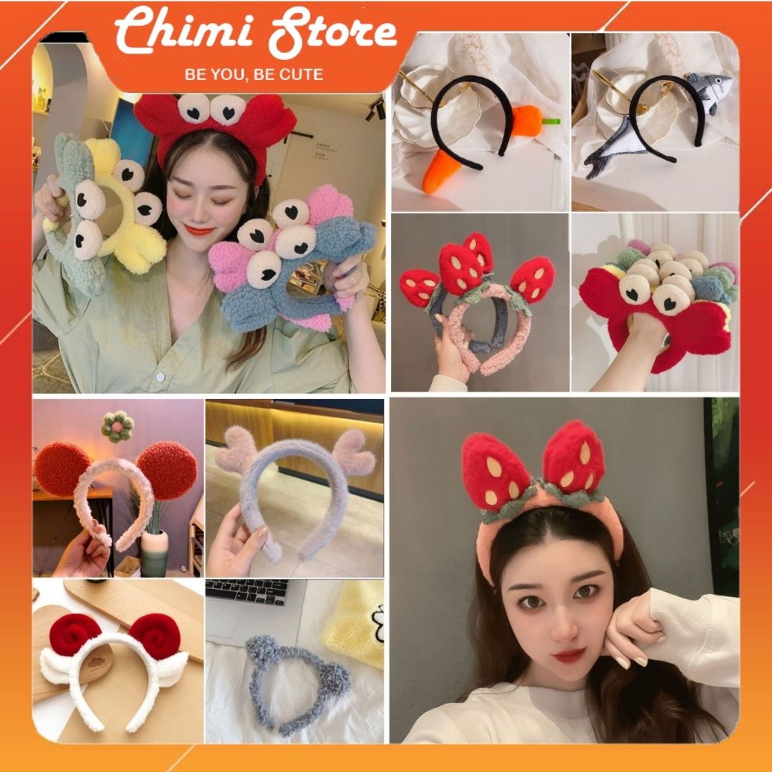 Bờm cài tóc Chimi PK028, bờm cute cua mắt lồi, cá mập, cà rốt,