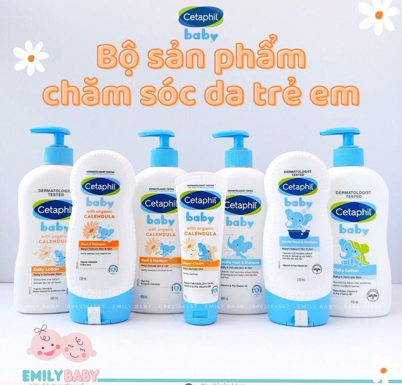 Sữa tắm, kem dưỡng ẩm cho bé Cetaphil Baby