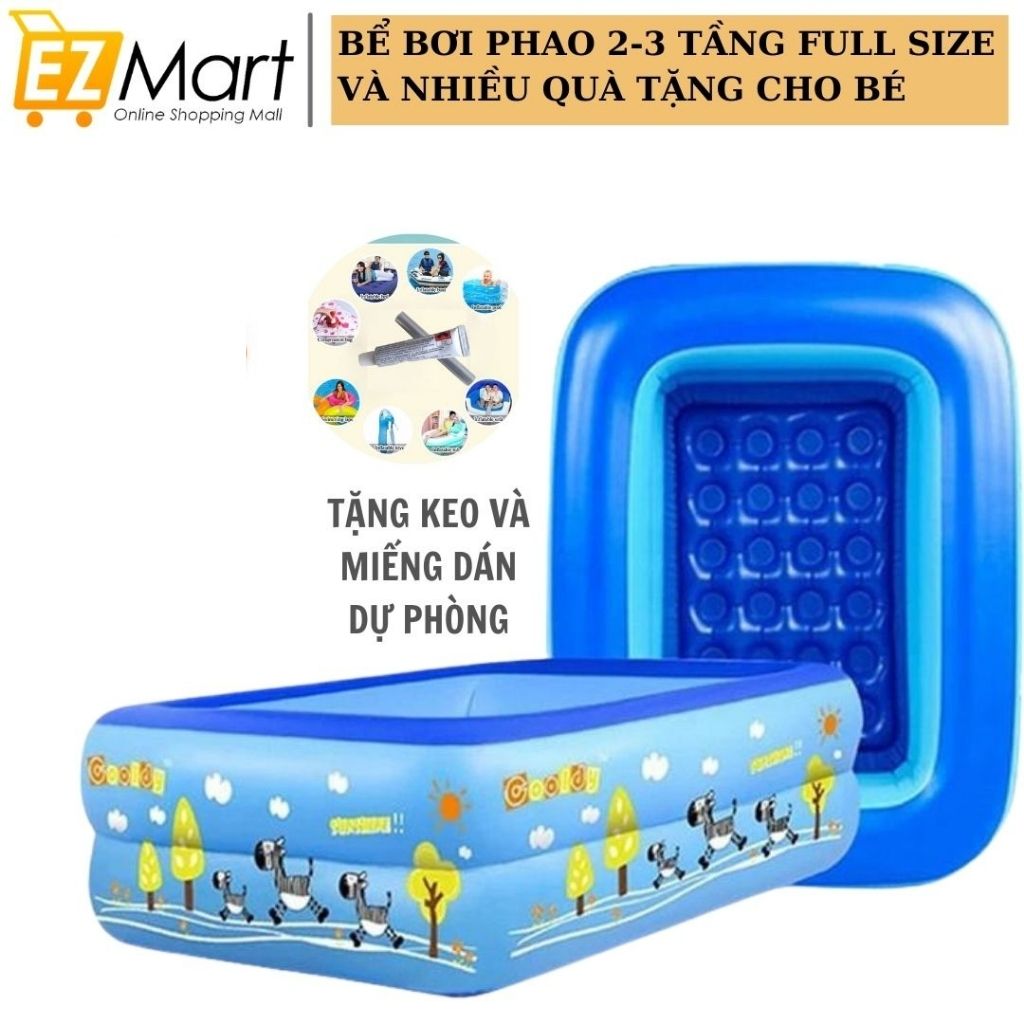 Bể bơi phao cho bé đầy đủ các size tặng kèm nhiều quà tặng hấp dẫn, bể phao tắm vui chơi cho bé ngày hè