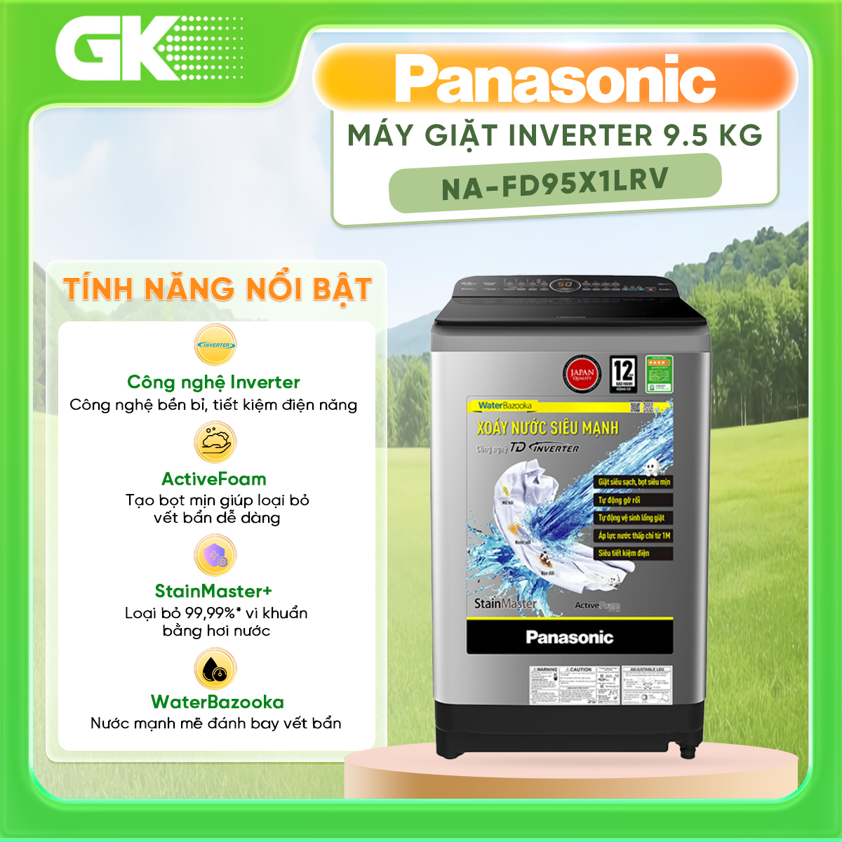 Máy giặt panasonic 9.5kg na-fd95x1lrv - giao toàn quốc - freeship hcm