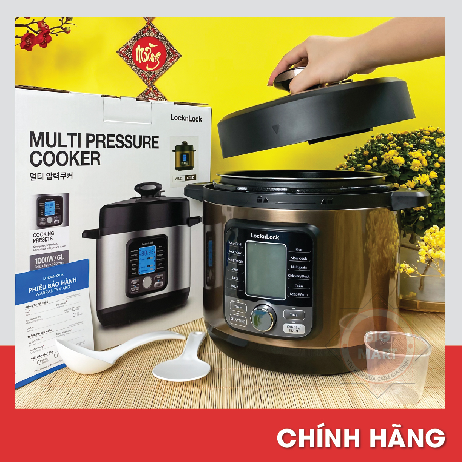 Nồi Áp Suất Điện Tử Đa Năng Lock&Lock 6L Màu Gold 1000W - EJP676 BLK