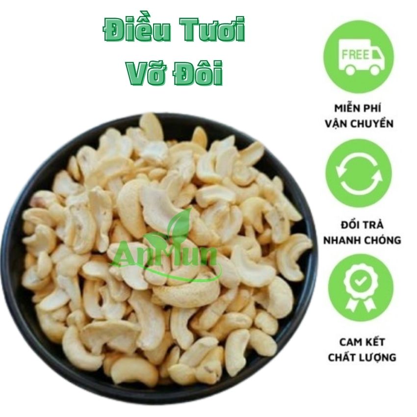 500gr hạt điều tươi vỡ đôi nguyên liệu làm sữa - anmun