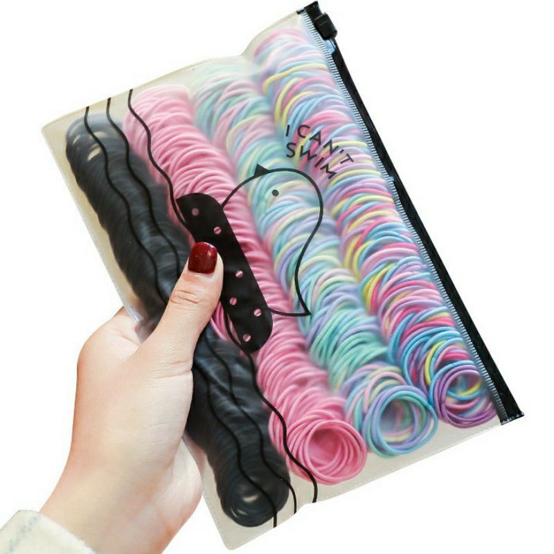 Set 500 dây cột tóc nhiều màu có túi zip