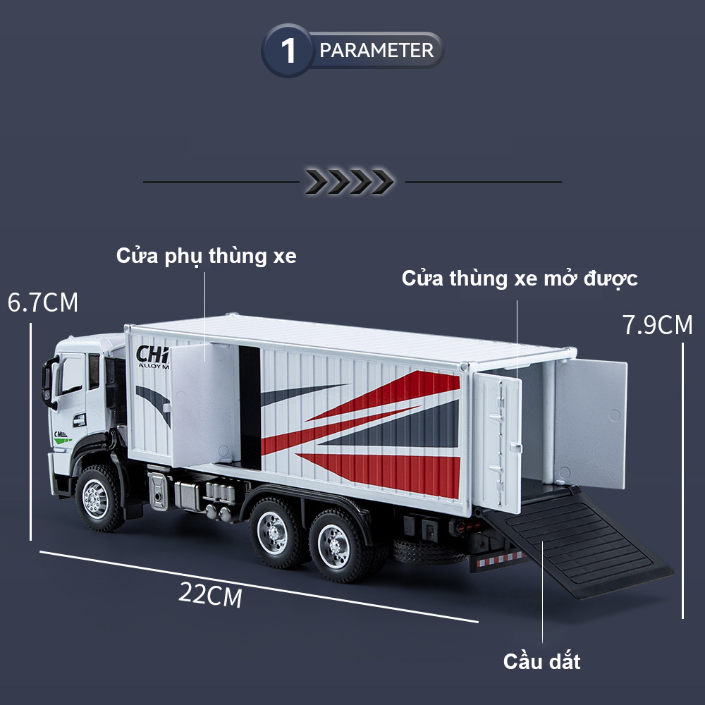 Xe mô hình xe tải container chimei tỷ lệ 1:32 mô hình hợp kim cao cấp
